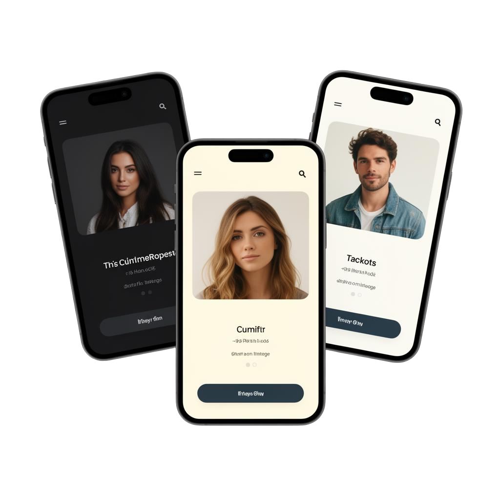 Three phone mockups